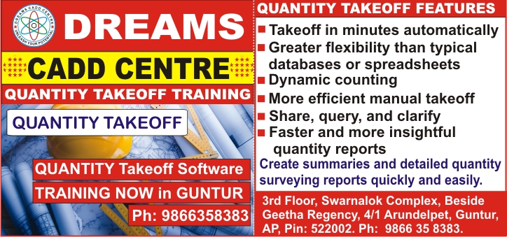 Quantity Takeoff Course in Guntur, Quantity Takeoff Training in Guntur, Quantity Takeoff Software Training Institutes near Guntur, AUTODESK Quantity Takeoff Training – Dreams CADD Centre